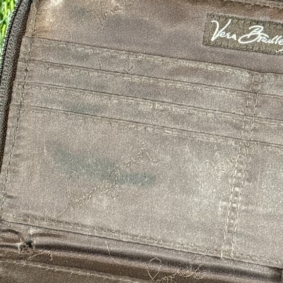 Vera Bradley Quilted Zip‎ Wallet Brown Pink Floral Cotton Wristlet - Picture 7 of 10